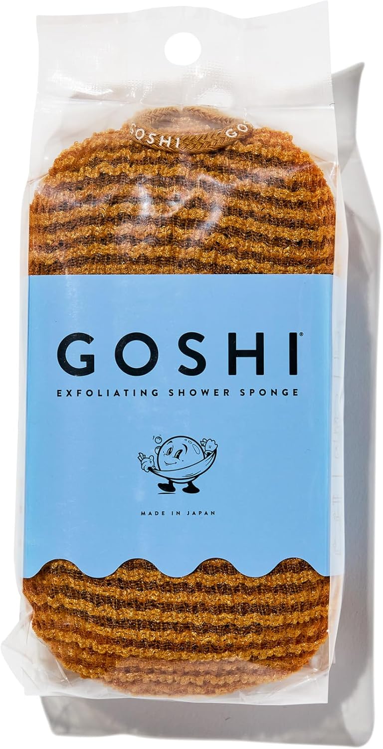 GOSHI Exfoliating Shower Sponge - Rip-Resistant, Rapid-Drying Exfoliating Bath Sponge for All Skin Types - Marigold Yellow - Made in Japan - Image 1